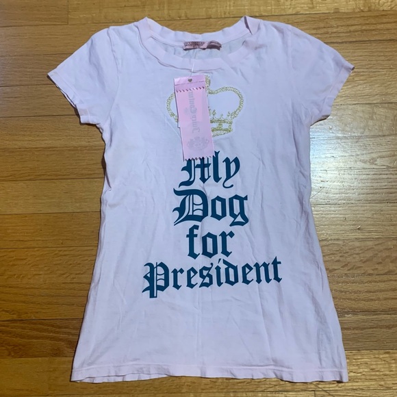 Juicy Couture Tops - Juicy Couture Pam Gela My Dog For President T-Shirt Pink Women's Small NWT